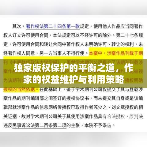 獨(dú)家版權(quán)保護(hù)的平衡之道，作家的權(quán)益維護(hù)與利用策略