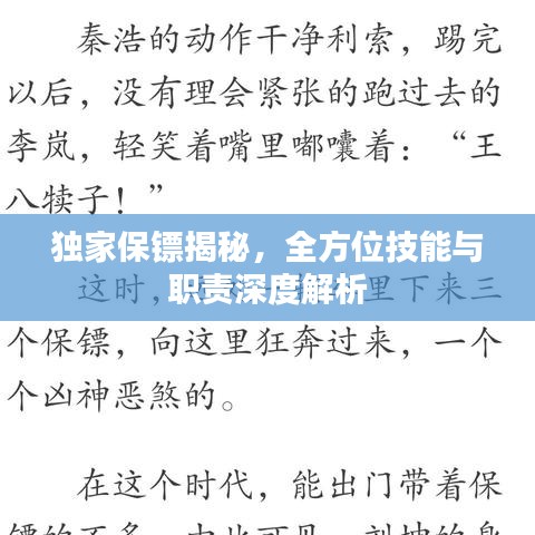 獨家保鏢揭秘，全方位技能與職責深度解析