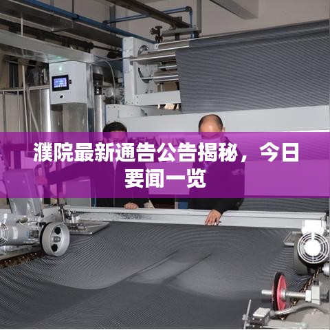 濮院最新通告公告揭秘，今日要聞一覽